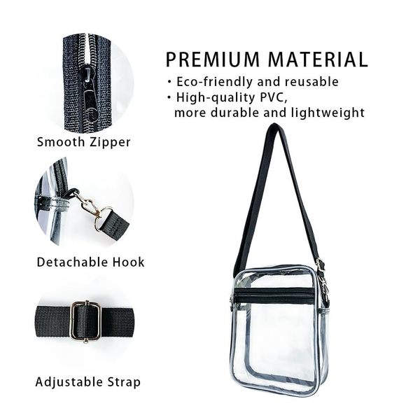 TotePrint 2 Packs Clear Black+White Wallet for Men and Women,Chest Crossbody🙈 - Picture 4 of 9